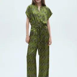 MANGO Geometric Printed Extended Sleeve Basic Jumpsuit-20