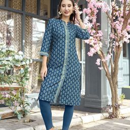 Anouk Ethnic Motifs Printed Band Collar Straight Kurta-image-80