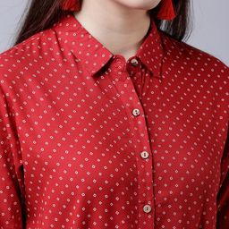 Vishudh Women Red & White Shirt Dress image 2