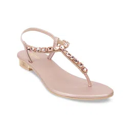 Metro Embellished T - Strap Block Heels With Backstrap image 2