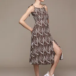 Roadster Abstract Print Crepe A-Line Dress image 4