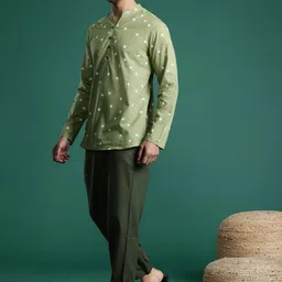 Sangria Men Printed Pure Cotton Kurta with Trousers-picture-53