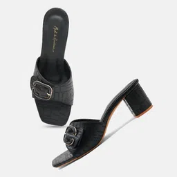 Mast & Harbour Women Printed Block Heel with Buckles image 4