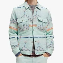 Ikat Print Denim Jacket-image-44