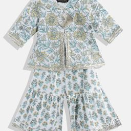 Readiprint Fashions Girls Floral Printed Empire Gotta Patti Pure Cotton Kurti With Sharara-picture-47