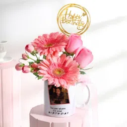Birthday Blooms Personalized Mug Arrangement-image-54