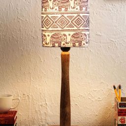 green girgit Brown Warli Art Printed Table Lamp with Shade-57