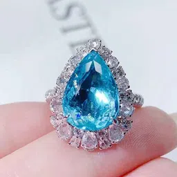 Designs & You Silver-Plated AD Studded Teardrop Finger Ring-14