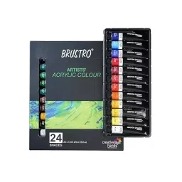 BRUSTRO 12 ml Acrylic Paint Ink Color Assorted Water-Based, Non-Toxic And Dry Quickly, (Pack of 24) image 2