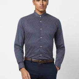 Peter England Dark Grey Cotton Slim Fit Printed Shirt-image-43