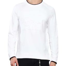 Calvin Klein Jeans Bright White Cotton Regular Fit Logo Printed Sweatshirt-picture-2