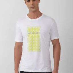 V Dot White Cotton Slim Fit Printed T-Shirt-image-74