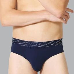 Van Heusen Regular Fit 4 Way Stretch 3D Logo Waistband Solid Tactel Briefs - Dark Navy-picture-36