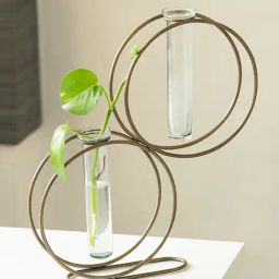 ExclusiveLane Transparent & Gold Glass Table Planter-image-40