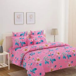 @home Utopia Bloom Floral Pink 110 GSM Cotton Blend Double Bed Sheet with 2 Pillow Covers-image-27