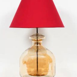 Kapoor Lamp Shades Amber & Red Glass Alper Luster Cotton Shade Table Lamp-5