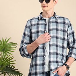 Mast & Harbour Checked & Textured Casual Shirt-image-78