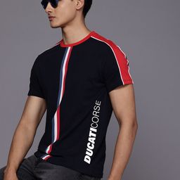 Ducati Brand Logo Printed & Striped Pure Cotton T-shirt-image-25