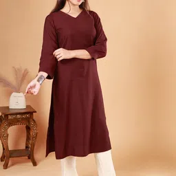 NEED APPARELS Women V-Neck Straight Pure Cotton Kurta with Palazzos-17