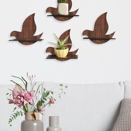 RANDOM Brown Set of 4 MDF Basic Wall Shelves-68