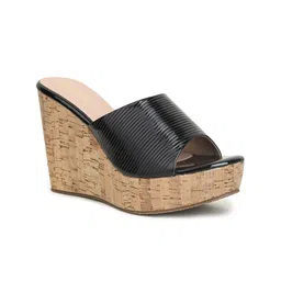 VALIOSAA Textured Wedge Peep Toes Heels-39
