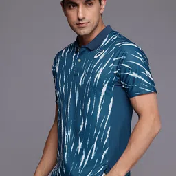 ASICS Printed Polo Collar Raglan Sleeves Tennis Sports T-shirt-image-3