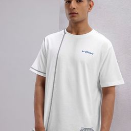 HRX by Hrithik Roshan Drop-Shoulder Sleeves Lifestyle T-shirt with Contrast Stitching-image-98