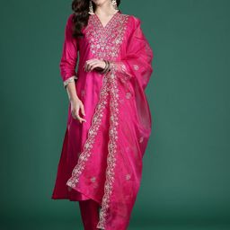 Indo Era Ethnic Motifs Embroidered Sequinned Kurta with Trousers & With Dupatta-picture-9