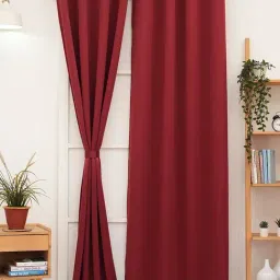 Ariana Zebra Solid Maroon Polyester 7 ft Door Curtain-image-72