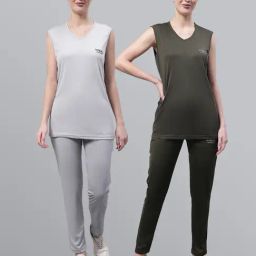 Vimal Jonney Light Grey & Olive T-Shirt With Track Pants - Pack of 2-image-74