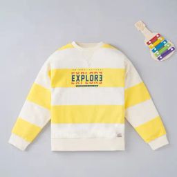 Ed-a-Mamma Kids Whitr & Yellow Striped Full Sleeves Sweatshirt-picture-26