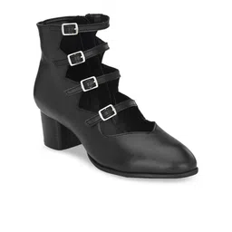 Delize Women Black Solid Mid-Top Heeled Boots-image-64