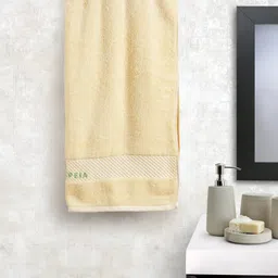 Portico New York Unisex Cream Coloured Solid 600 GSM Cotton Fresh Medium Bath Towel-29