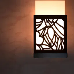 Gojeeva Black & White Textured Contemporary Rectangle Shaped Wooden Wall Lamp-10