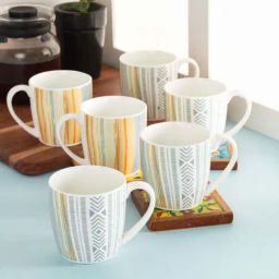 Clay Craft Fine Ceramic Printed Colorful Tea/Coffee Cups - Set of 6 - 180 ml each-51