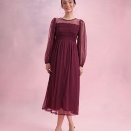 DressBerry Puff Sleeve Fit & Flare Midi Dress-image-70