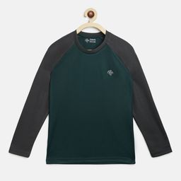CHIMPRALA Boys Green & Grey Solid Round Neck Sports T-shirt-image-83