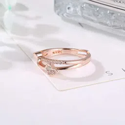 Jewels Galaxy Rose Gold-Plated Cubic Zirconia Studded Adjustable Finger Ring-37
