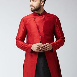 Sojanya Mens Maroon Woven Design Sherwani Jacket-39