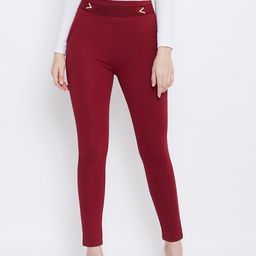 Clora Creation Women Maroon Solid Treggings-image-79