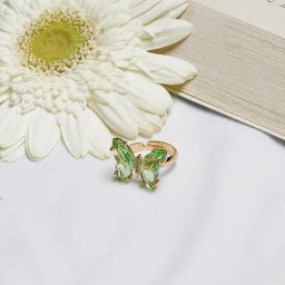 Joker & Witch Light Green & Golden Vacation Vibe Butterfly Big Stone Finger Ring-image-87