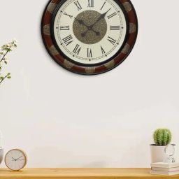 Ancient Clock Makers Brown Wood Roman Number Round Timeless Analog Wall Clock-27