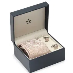 Arrow Beige Jacquard Weave Tie and Cufflink Gift Set-picture-38