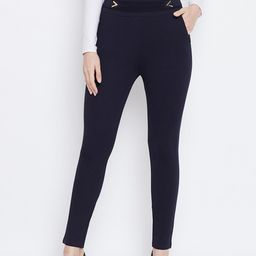 Clora Creation Women Navy Blue Solid Treggings-image-87