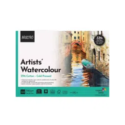 BRUSTRO Watercolour Paper Pad A4 Cold pressed 25% Cotton 300 GSM, (Pack of 16 Sheet)-image-67