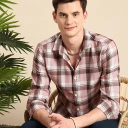 Mast & Harbour Checked & Textured Casual Shirt-image-45