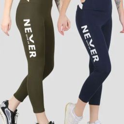 N-Gal Green & Navy Printed Sports Leggings - Pack Of 2-picture-49