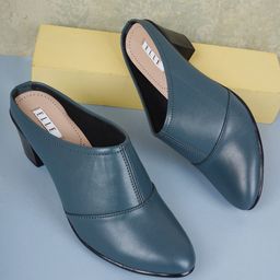 ELLE Women Green Solid Block Mules-picture-15
