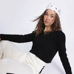 glitchez Ribbed Essential Crop Pullover-image-5