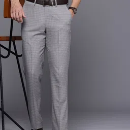 Louis Philippe Men Checked Slim Fit Trousers-picture-44